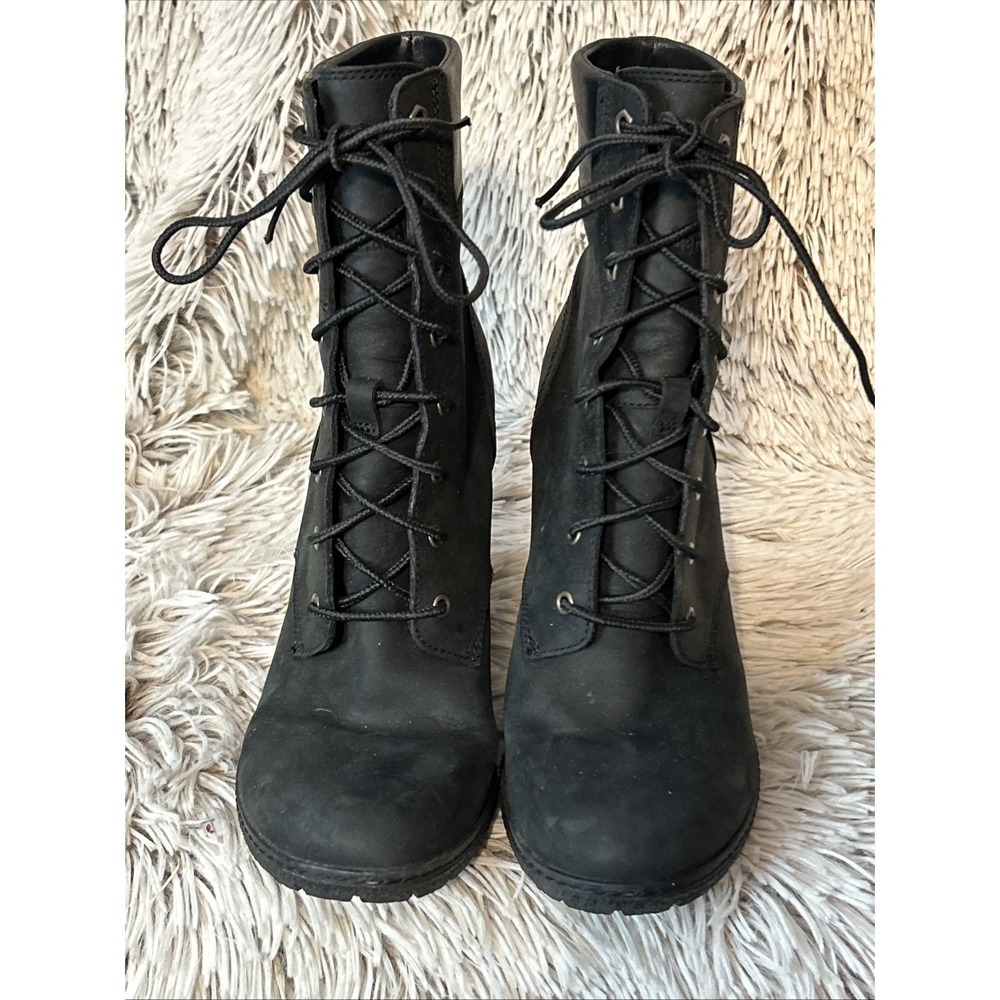 Timberland Boots Glancy Earthkeepers Heel‎ Grunge Punk Goth Minimalist Black 8 - Picture 4 of 13